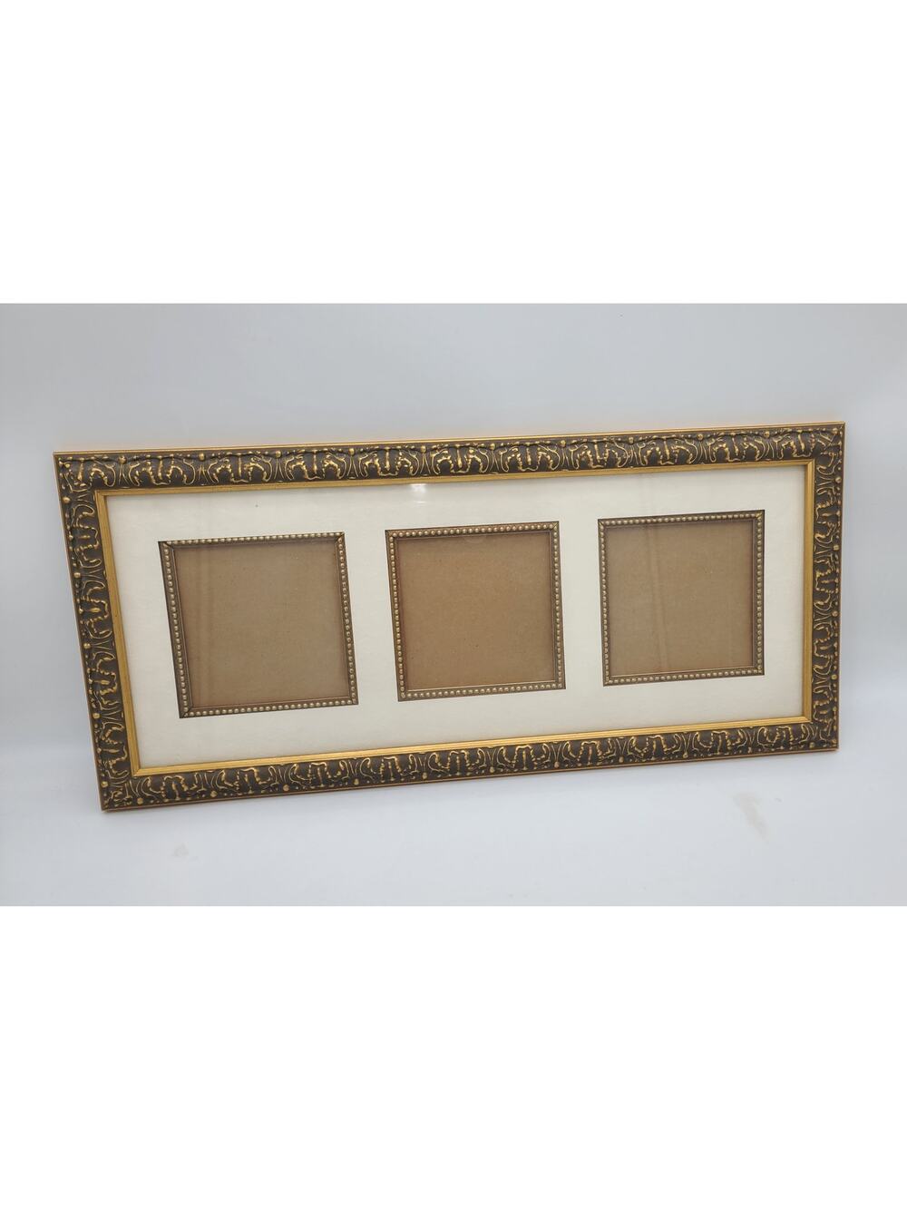 Ornate Champagne Gold Collage Photo Frame Holds 3 Photos Horizontally 22x10